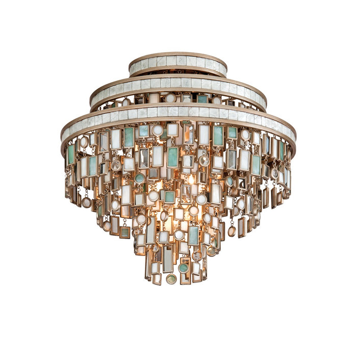 Corbett Lighting 142-33-CPL Three Light Semi Flush Mount, Champagne Leaf
