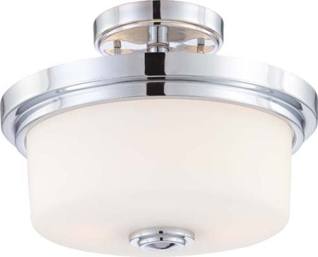 Nuvo Lighting 60-4593 Two Light Semi Flush Mount, Polished Chrome / Satin White