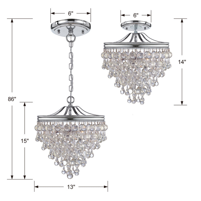 Crystorama 130-CH Three Light Mini Chandelier, Polished Chrome