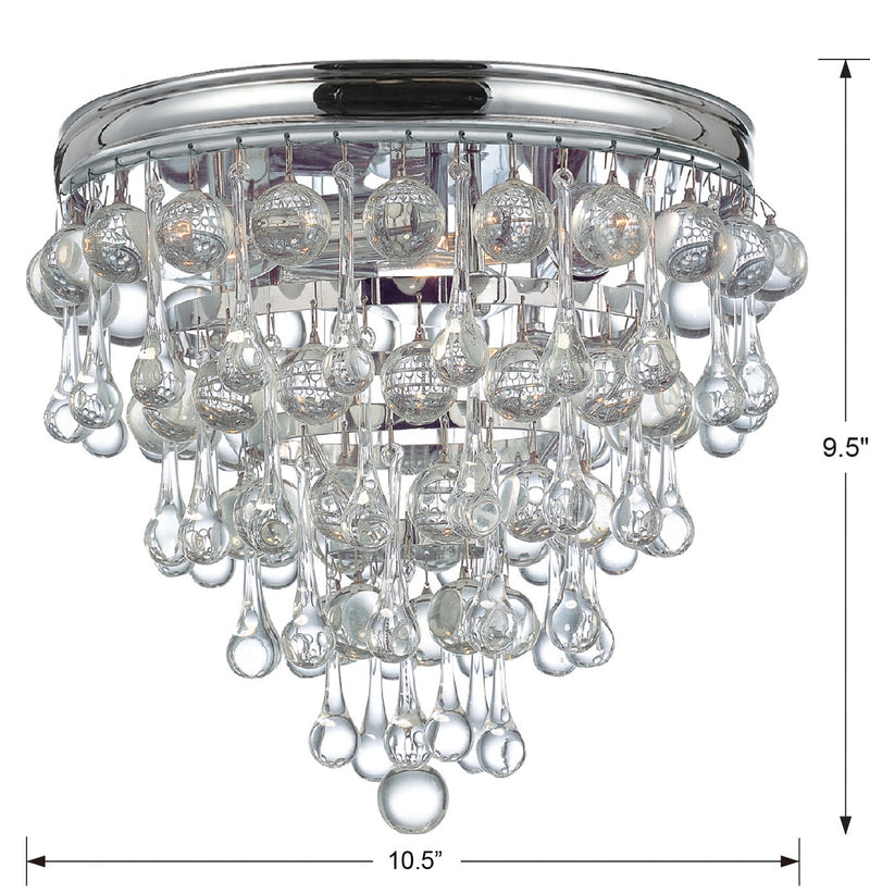 Crystorama 135-CH Three Light Flush Mount, Polished Chrome