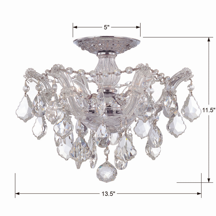 Crystorama 4430-CH-CL-MWP Three Light Semi Flush Mount, Polished Chrome