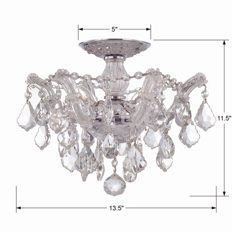 Crystorama 4430-CH-CL-S Three Light Semi Flush Mount, Polished Chrome