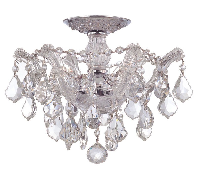 Crystorama 4430-CH-CL-S Three Light Semi Flush Mount, Polished Chrome