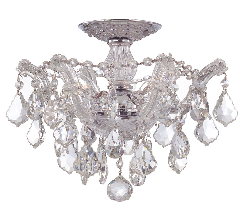 Crystorama 4430-CH-CL-SAQ Three Light Semi Flush Mount, Polished Chrome