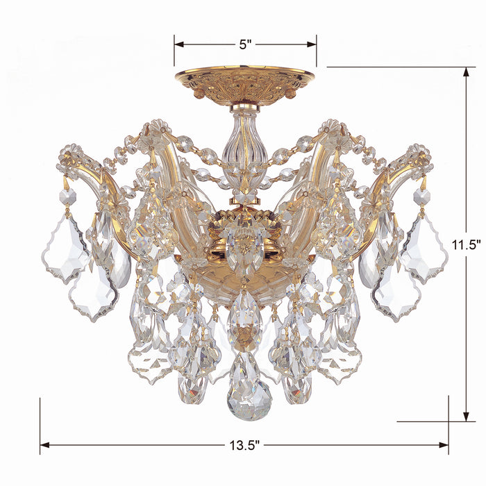 Crystorama 4430-GD-CL-MWP Three Light Semi Flush Mount, Gold