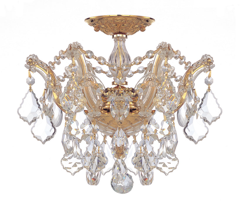 Crystorama 4430-GD-CL-MWP Three Light Semi Flush Mount, Gold