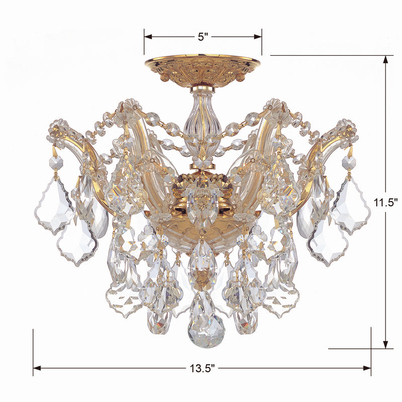 Crystorama 4430-GD-CL-S Three Light Semi Flush Mount, Gold