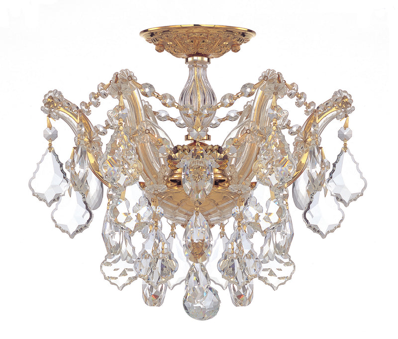 Crystorama 4430-GD-CL-S Three Light Semi Flush Mount, Gold