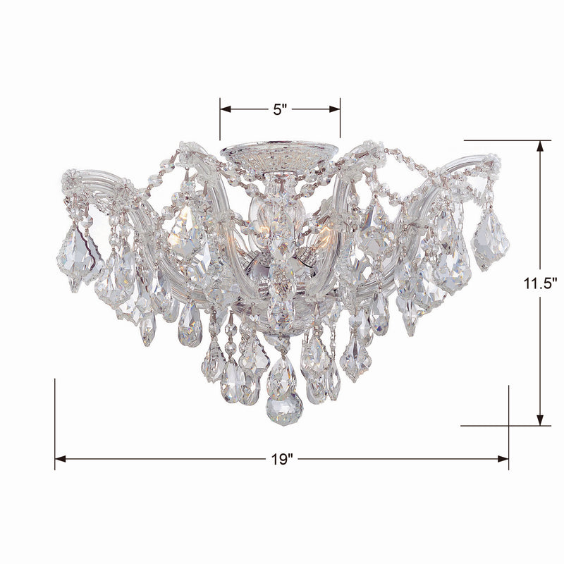 Crystorama 4437-CH-CL-MWP Five Light Semi Flush Mount, Polished Chrome