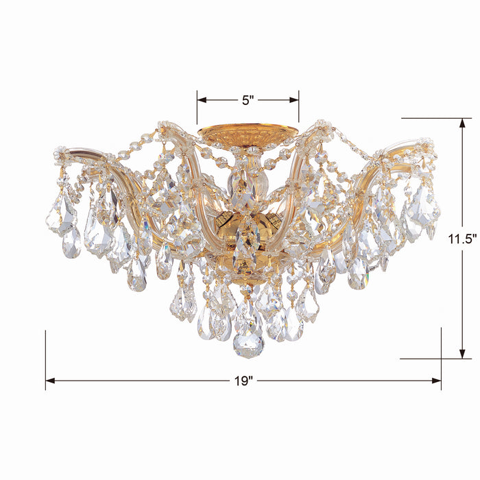 Crystorama 4437-GD-CL-MWP Five Light Semi Flush Mount, Gold
