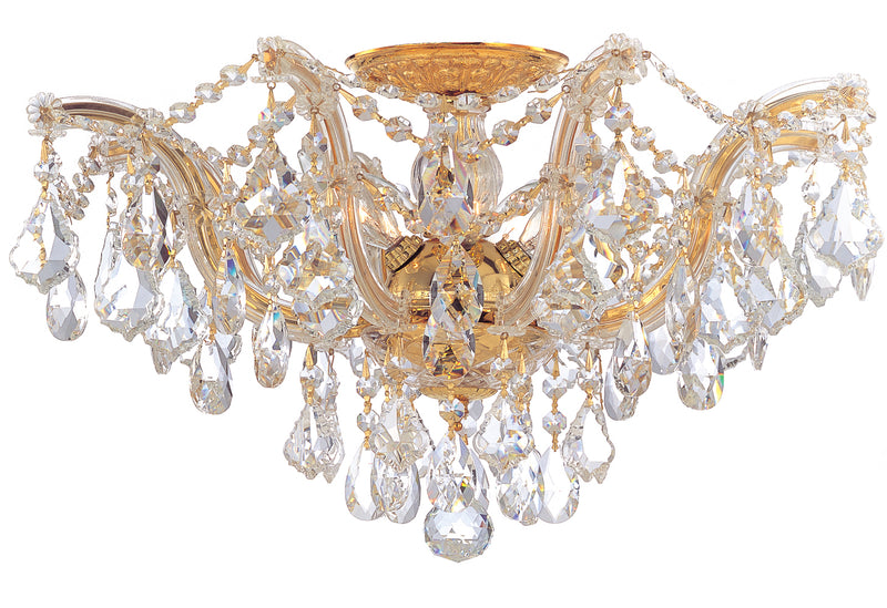 Crystorama 4437-GD-CL-S Five Light Semi Flush Mount, Gold