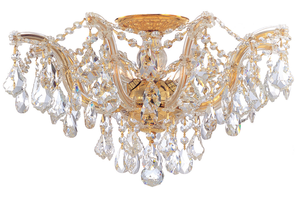 Crystorama 4437-GD-CL-SAQ Five Light Semi Flush Mount, Gold
