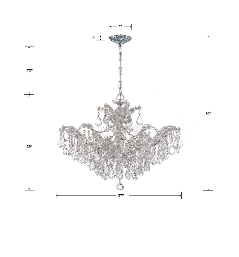 Crystorama 4439-CH-CL-S Six Light Chandelier, Polished Chrome