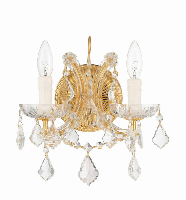 Crystorama 4472-GD-CL-MWP Two Light Wall Sconce, Gold