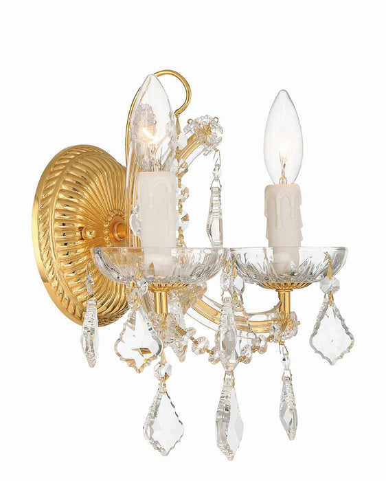 Crystorama 4472-GD-CL-MWP Two Light Wall Sconce, Gold