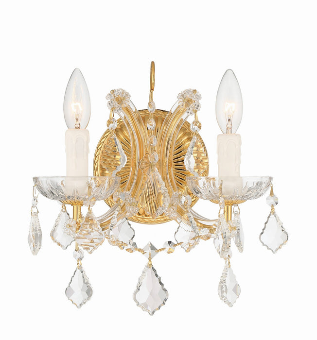 Crystorama 4472-GD-CL-MWP Two Light Wall Sconce, Gold
