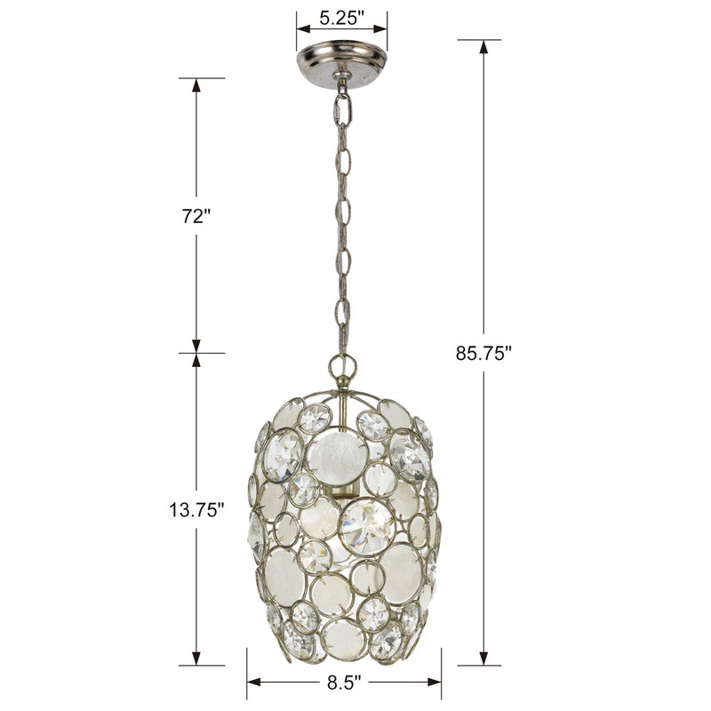 Crystorama 523-SA One Light Mini Chandelier, Antique Silver