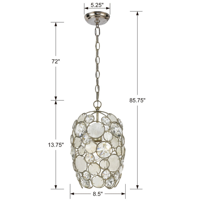 Crystorama 523-SA One Light Mini Chandelier, Antique Silver
