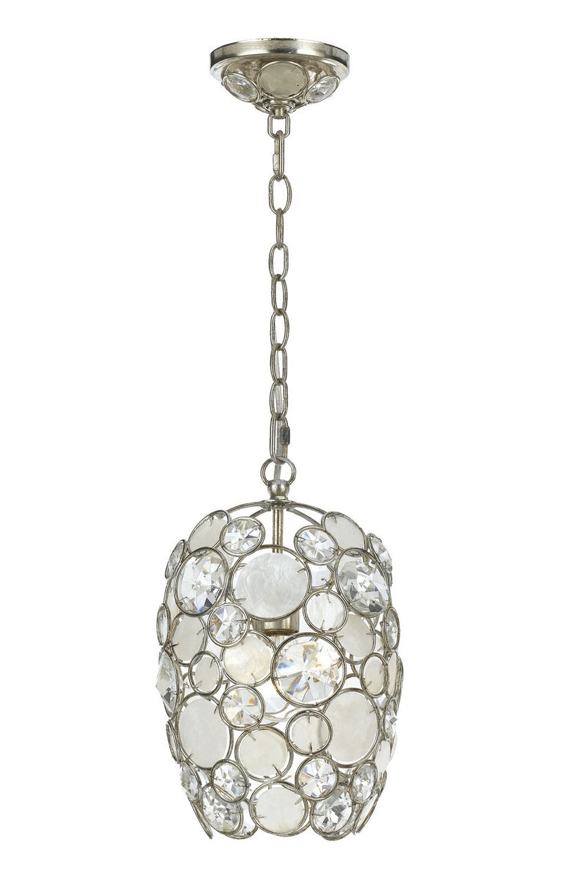 Crystorama 523-SA One Light Mini Chandelier, Antique Silver