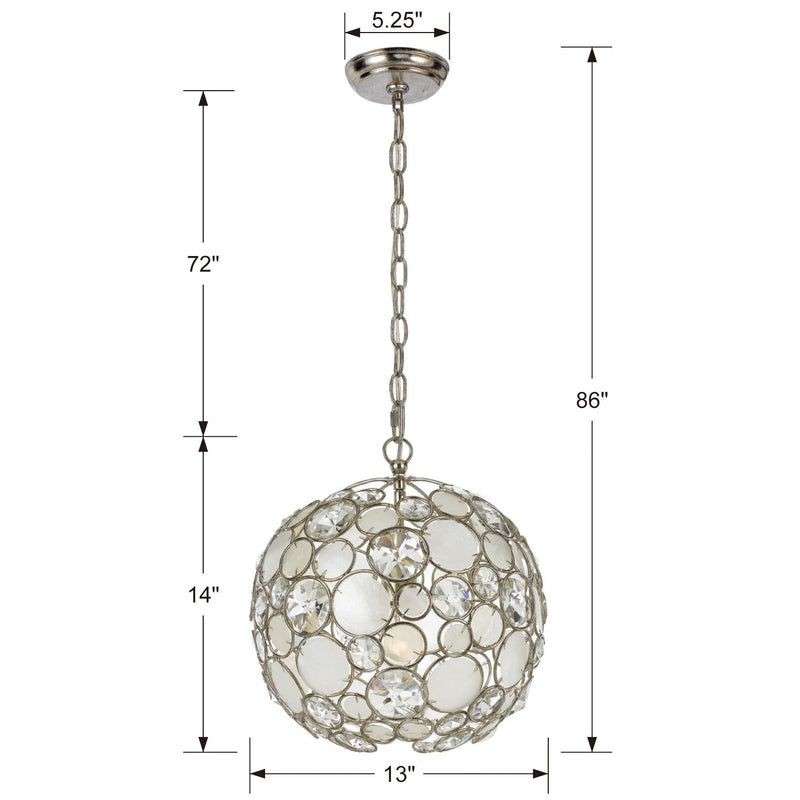 Crystorama 527-SA One Light Mini Chandelier, Antique Silver