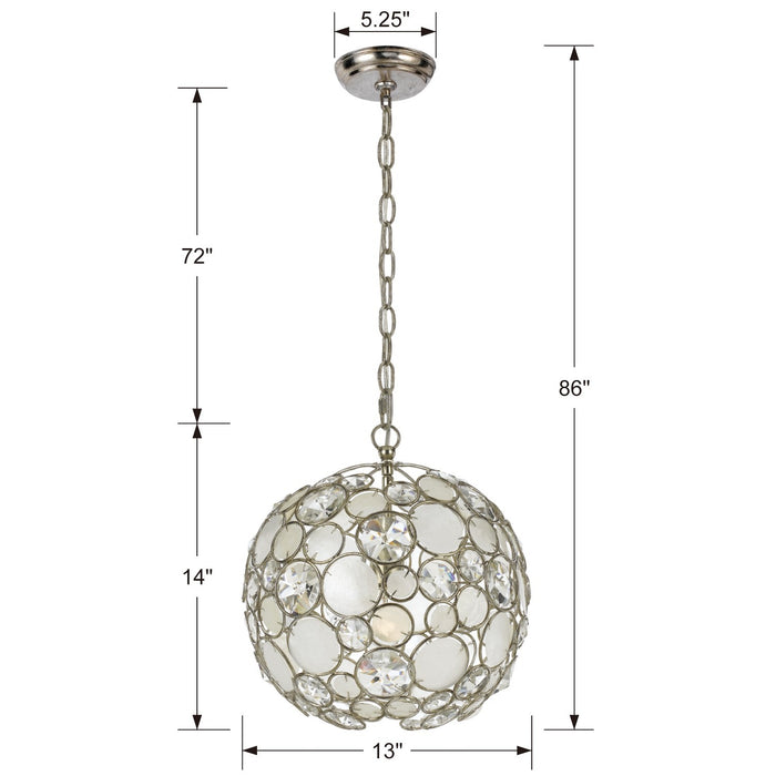 Crystorama 527-SA One Light Mini Chandelier, Antique Silver