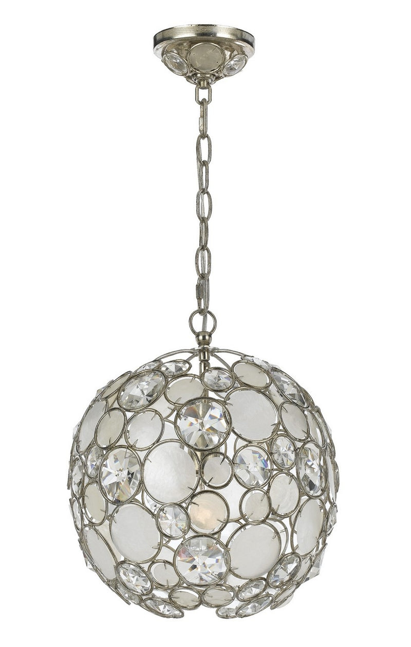 Crystorama 527-SA One Light Mini Chandelier, Antique Silver