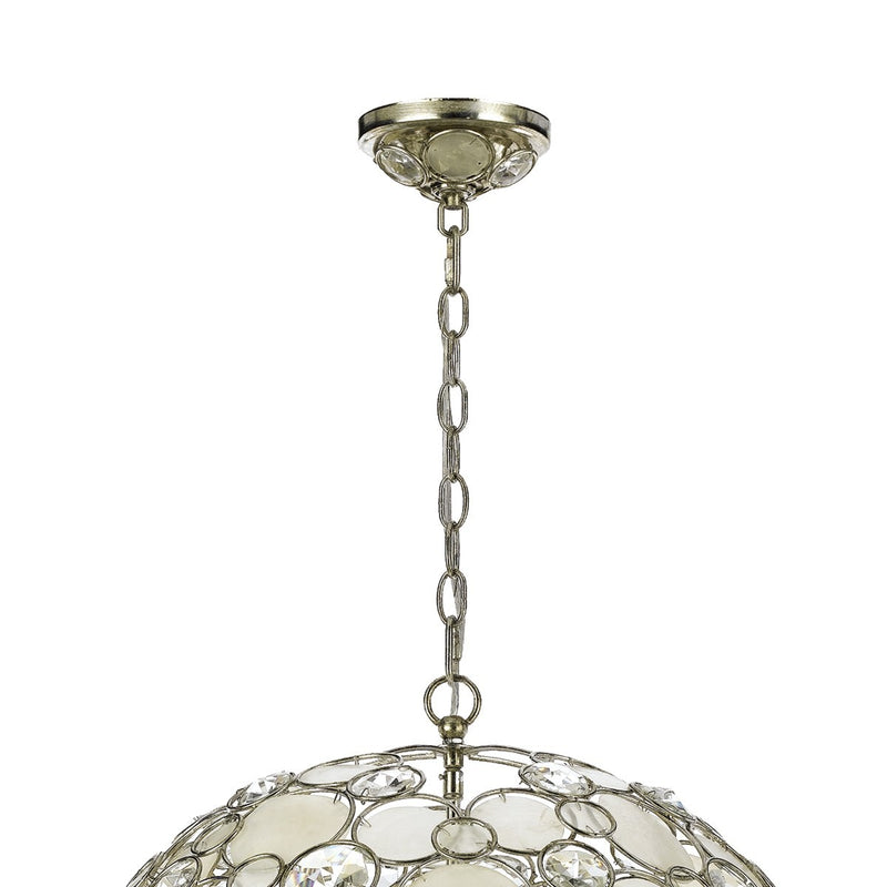 Crystorama 529-SA Six Light Chandelier, Antique Silver