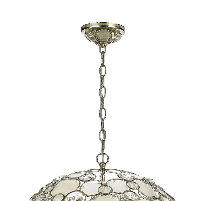 Crystorama 529-SA Six Light Chandelier, Antique Silver