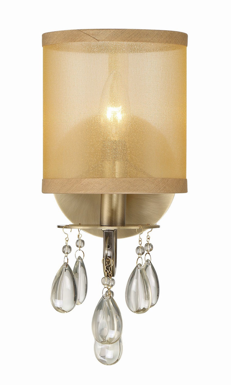Crystorama 5621-AB One Light Wall Sconce, Antique Brass