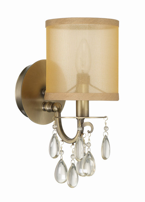 Crystorama 5621-AB One Light Wall Sconce, Antique Brass