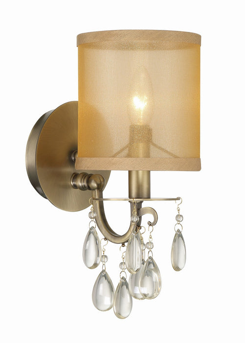 Crystorama 5621-AB One Light Wall Sconce, Antique Brass