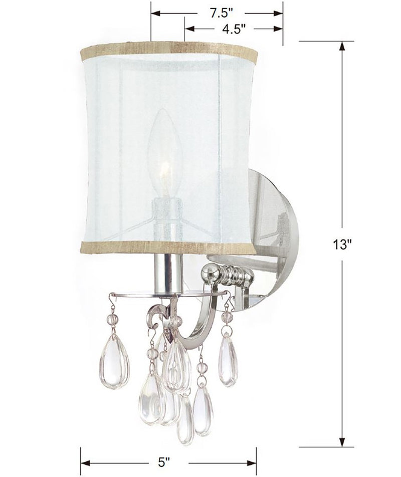 Crystorama 5621-CH One Light Wall Sconce, Polished Chrome