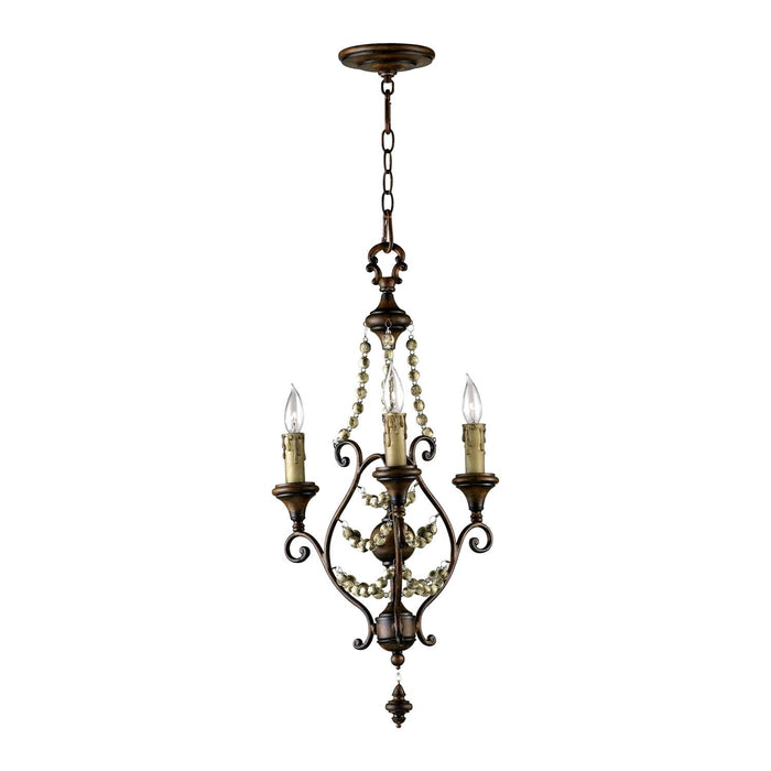 Cyan 03010 Three Light Chandelier, Antiqued Sienna
