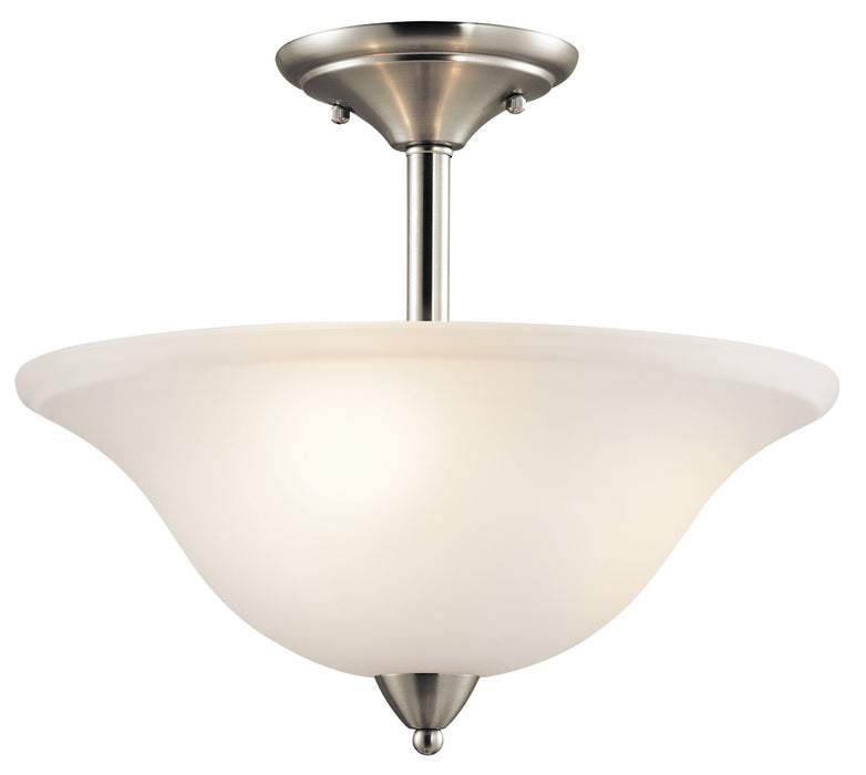Kichler 42879NI Three Light Semi Flush Mount, Brushed Nickel