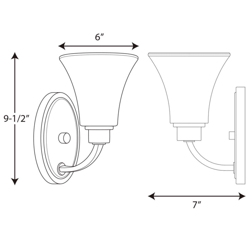 Progress Lighting P2000-09 One Light Bath Bracket, Brushed Nickel