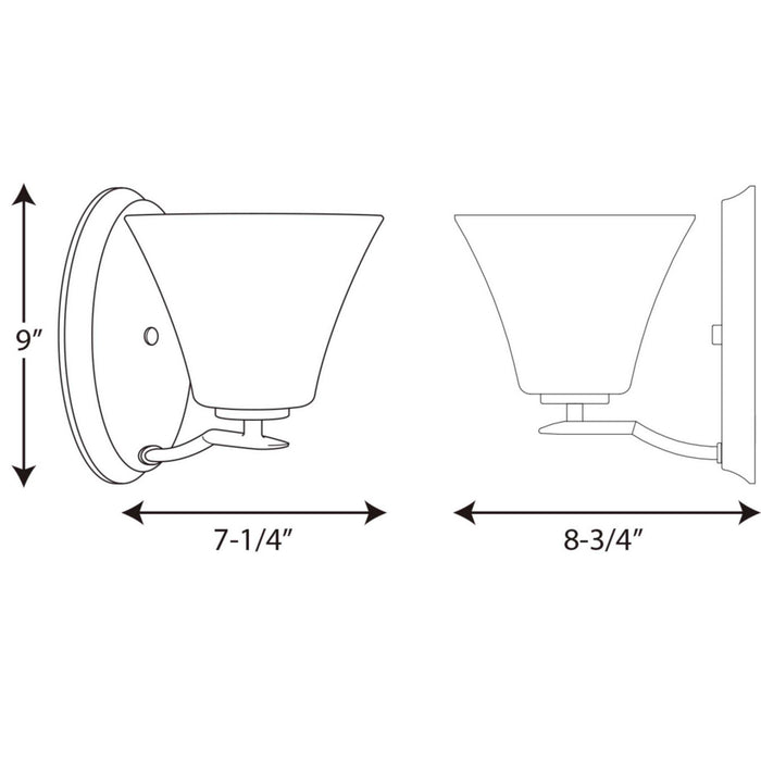 Progress Lighting P2004-09 One Light Bath Bracket, Brushed Nickel
