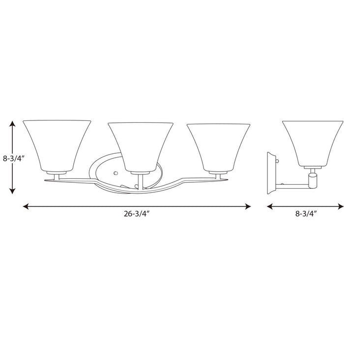 Progress Lighting P2006-09 Three Light Bath Bracket, Brushed Nickel