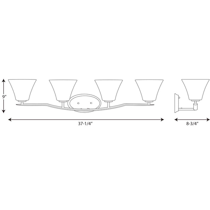 Progress Lighting P2007-09 Four Light Bath Bracket, Brushed Nickel