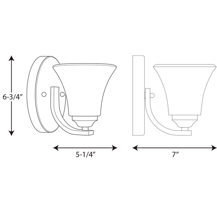 Progress Lighting P2008-09 One Light Bath Bracket, Brushed Nickel