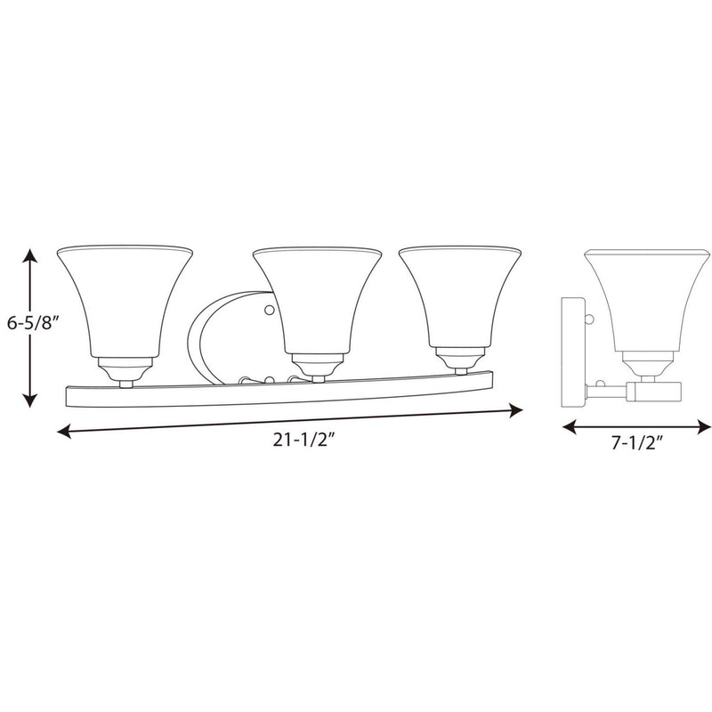 Progress Lighting P2010-09 Three Light Bath Bracket, Brushed Nickel
