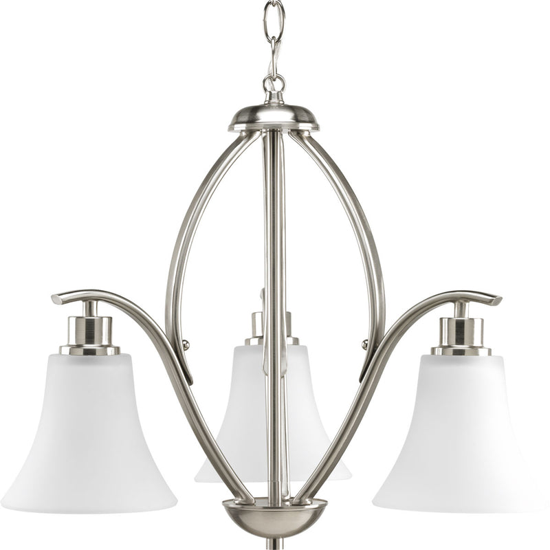 Progress Lighting P4489-09 Three Light Chandelier, Brushed Nickel