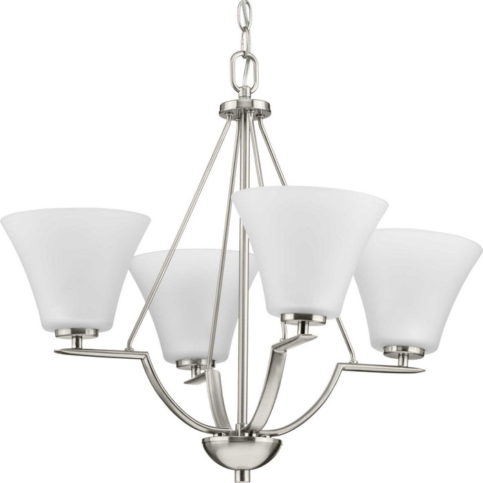 Progress Lighting P4622-09 Four Light Chandelier, Brushed Nickel