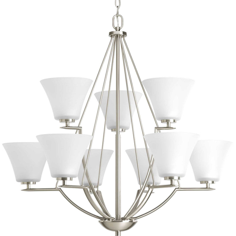 Progress Lighting P4625-09 Nine Light Chandelier, Brushed Nickel