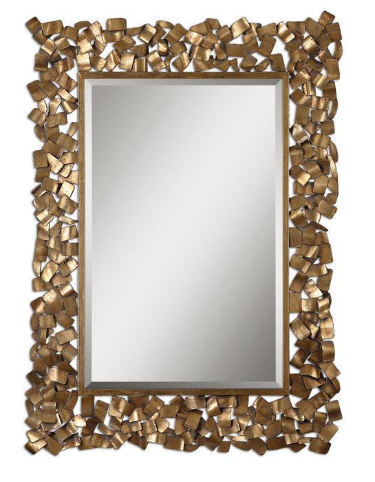Uttermost 12816 Mirror, Antiqued Gold Leaf w/Light Gray Glaze