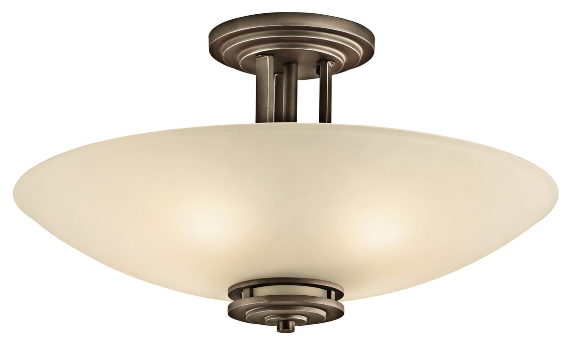 Kichler 3677OZ Four Light Semi Flush Mount, Olde Bronze