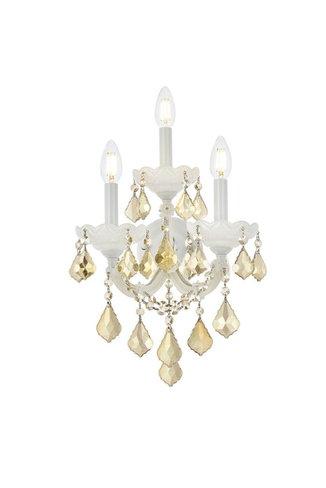 Elegant Lighting 2800W3WH-GT/RC Three Light Wall Sconce, White