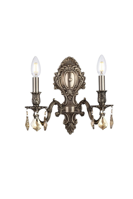Elegant Lighting 9602W10PW-GT/RC Two Light Wall Sconce, Pewter