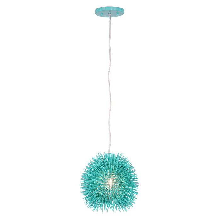 Varaluz 169M01AQ One Light Mini Pendant, Aqua Velvet