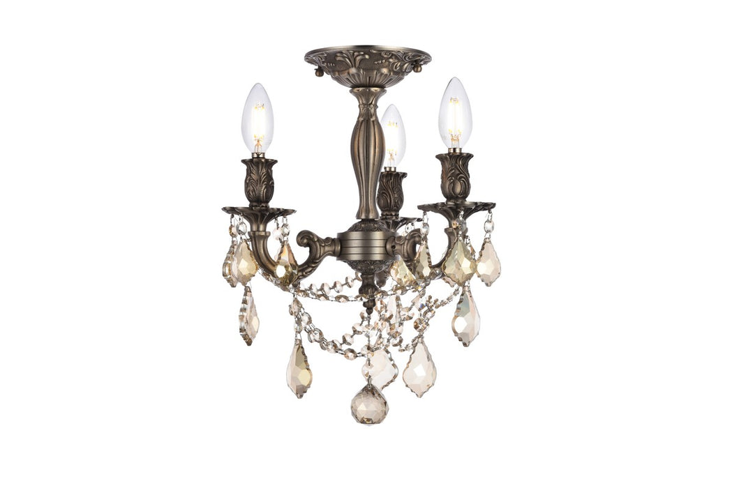 Elegant Lighting 9203F13PW-GT/RC Three Light Flush Mount, Pewter