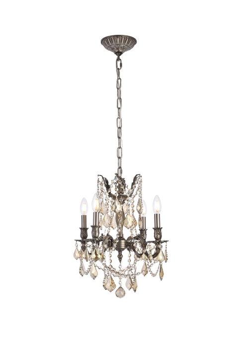 Elegant Lighting 9204D17PW-GT/RC Four Light Pendant, Pewter